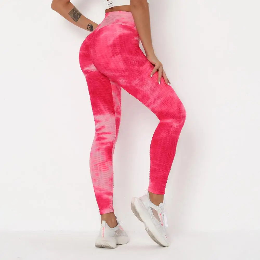 

Woman Seamless Yoga Pants Tie-Dye Bubble Pants High Waist Stretchy Hips Up Breathable Running Sports Slim Fit Tight Leggings