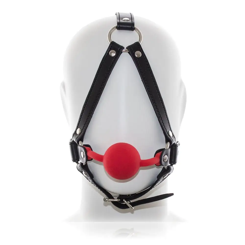 Ремни на голову LoveFun Kink Black Ball кляп ремень БДСМ фетиш и бондаж кожаный ремешок для раба