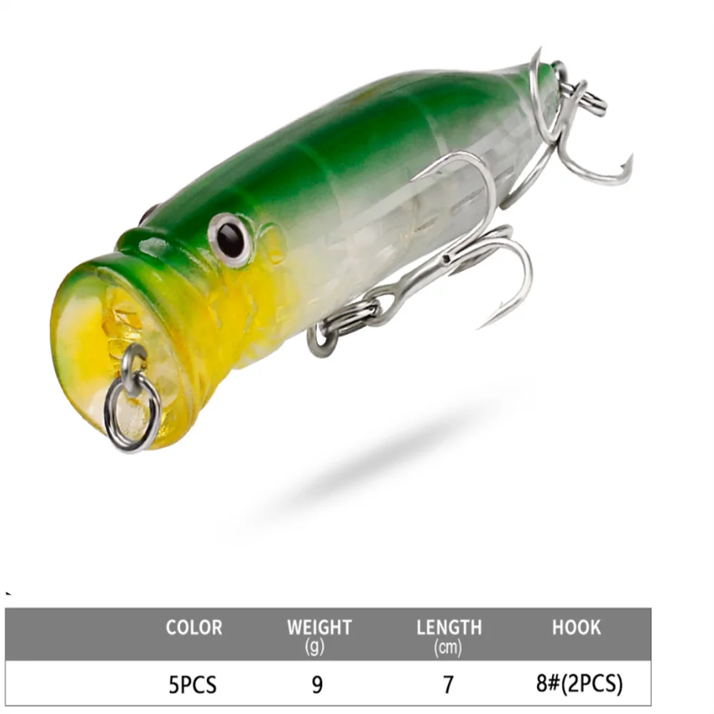 

1Pcs Floating Artificial Popper Winter Ice fishing Lures 7cm/9g Water Surface CrankBaits Bass Fish Wobblers for Hard Bait Tackle