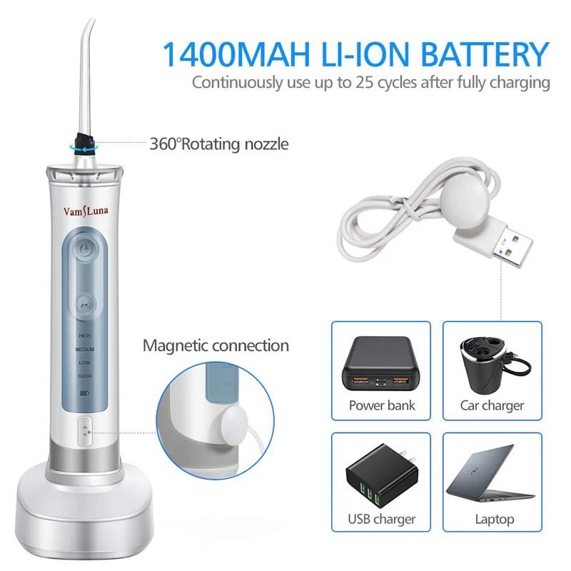 Портативный беспроводной ирригатор для полости рта с наружной трубой и