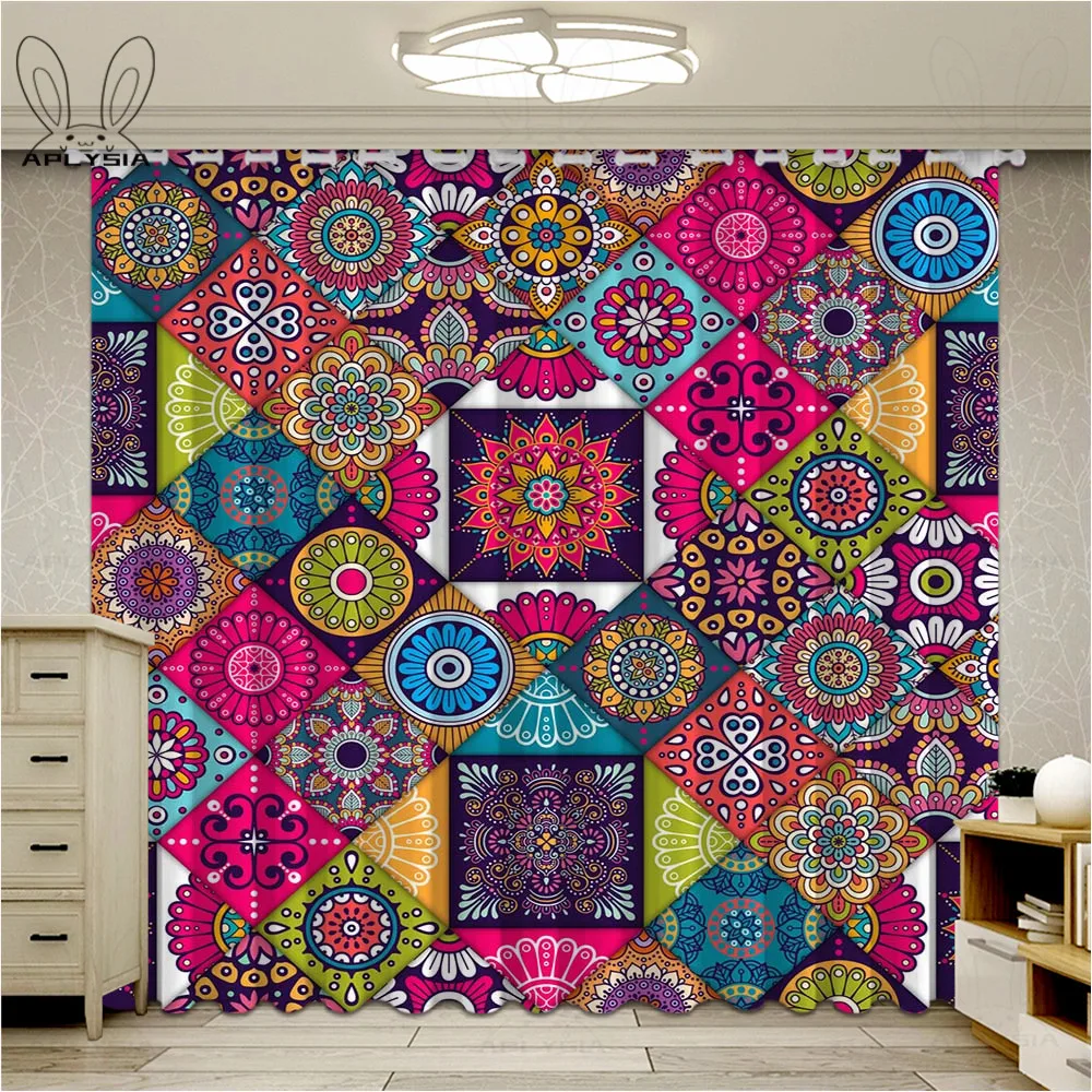 Красочные шторы в стиле ислама для окон с винтажным рисунком зеркальные