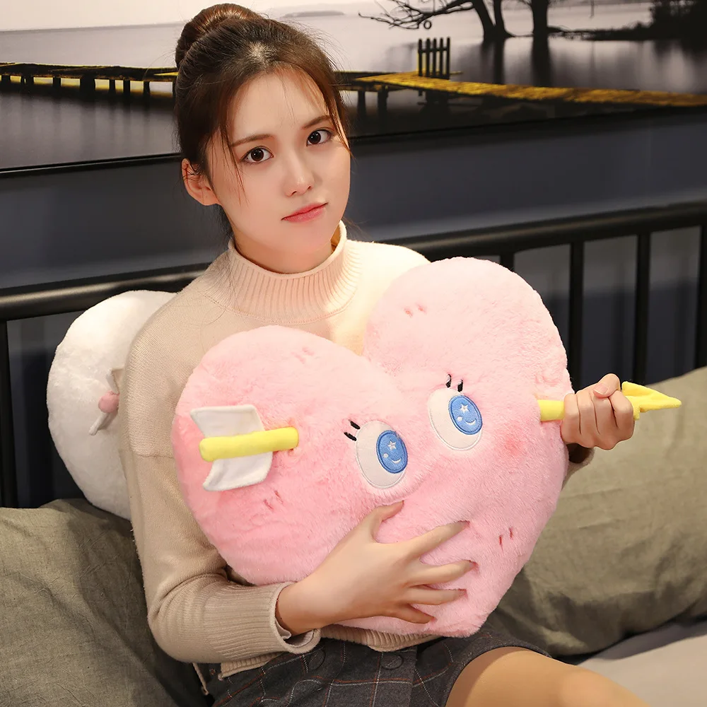 

50cm Cartoon Heart Pillow Couple Love Cushion Plush Toy Valentine Gift Heart Shaped Pillow Super Soft High Quality Gift For Kids