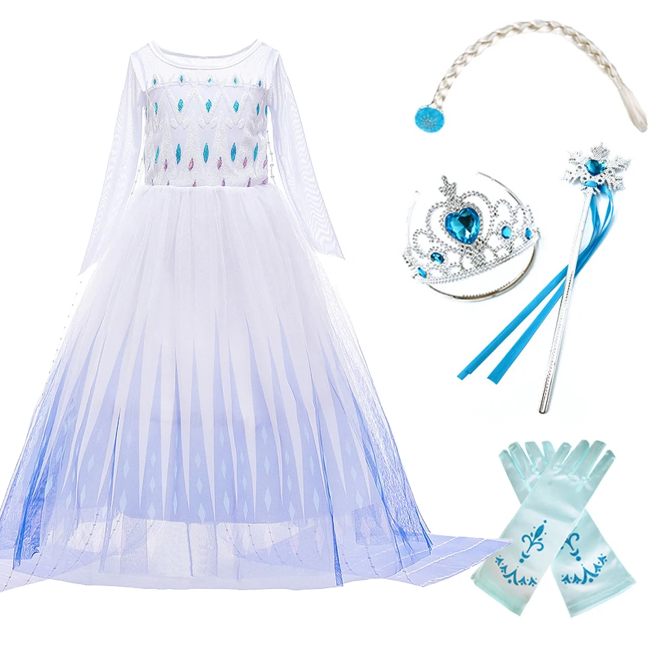 Kids Elsa Dress Little Girls Snow Queen 2 Christmas Costume Children Princess Carnival Vestidos Pageant Luxury 3-10 Years | Детская