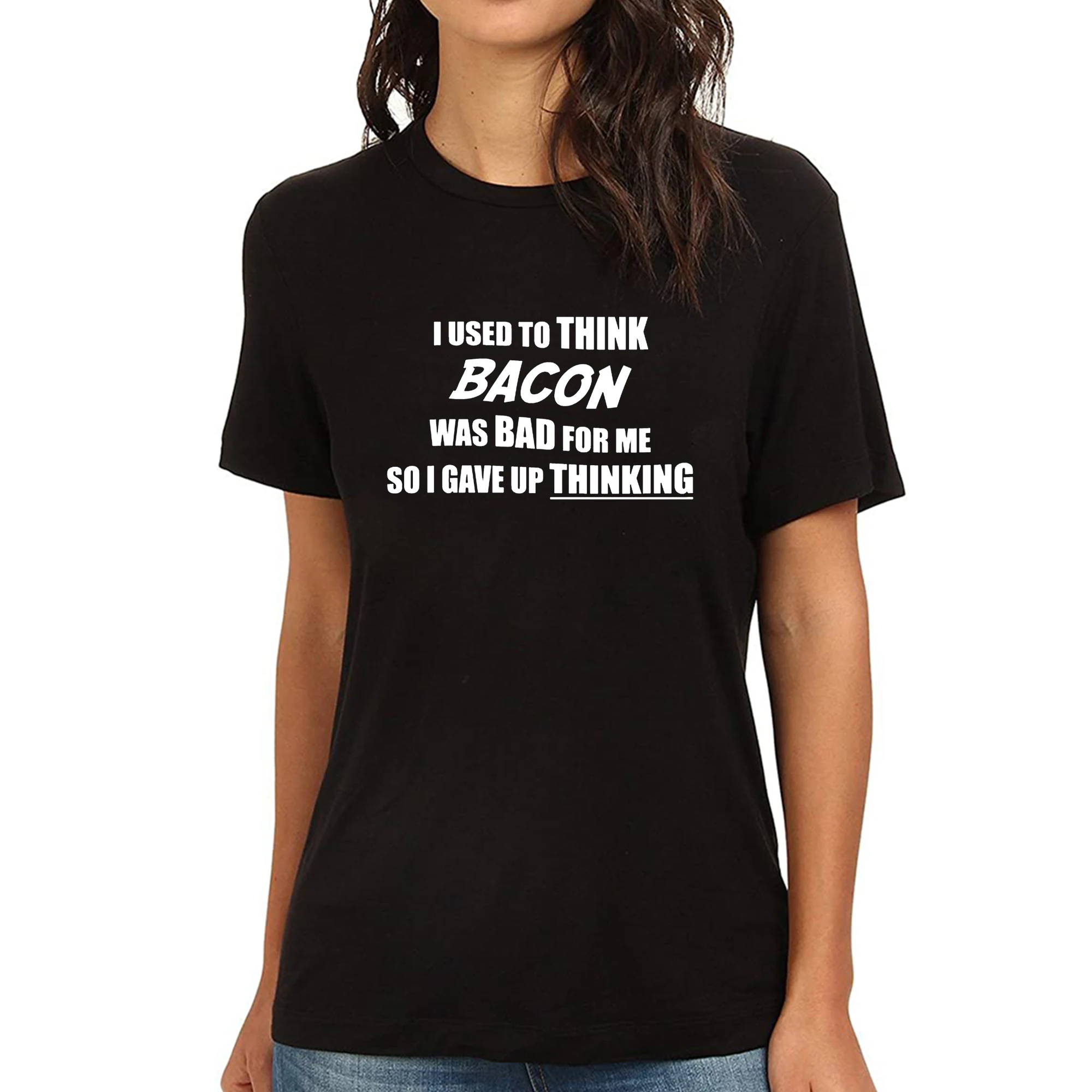 

Lyprerazy женский Бекон был плохим для меня забавная Футболка с принтом