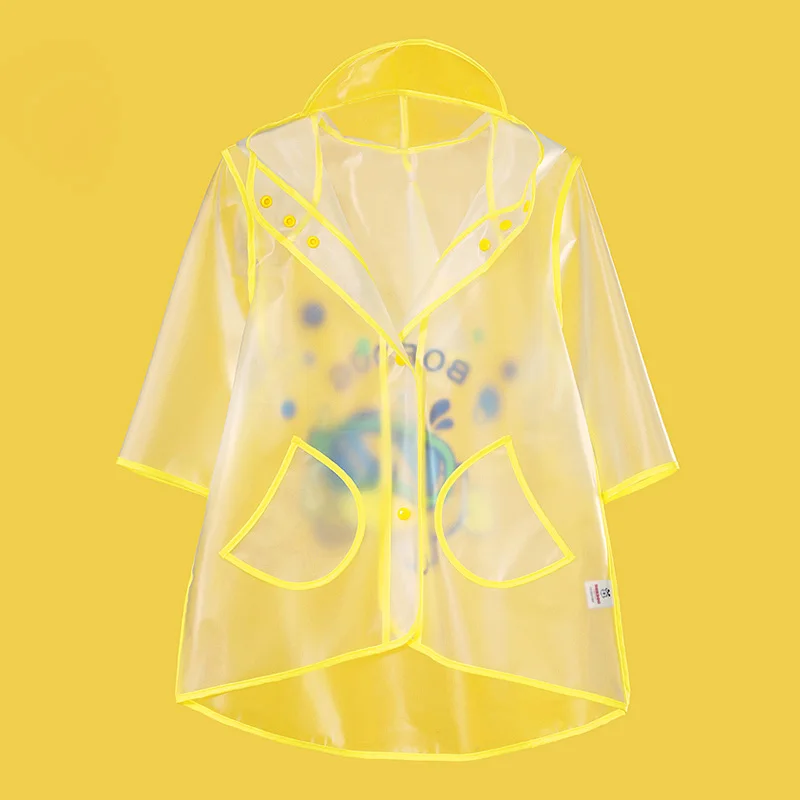 Прозрачный водонепроницаемый детский дождевик желтая Новинка с капюшоном