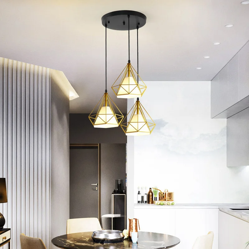 Современный винтажный железный подвесной светильник для гостиной Алмазный