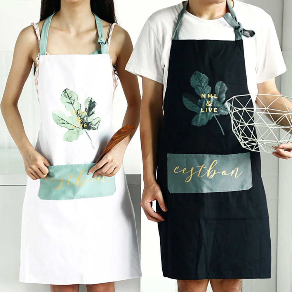 

Fashion Kitchen Apron Waterproof Kitchen Apron Oilproof Kitchen Apron Creative Thicken Apron (Black)