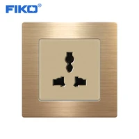 fiko wall 13a uk universal socket wall power socket home hotel stainless steel panel standard champagne gold 86mm 86mm