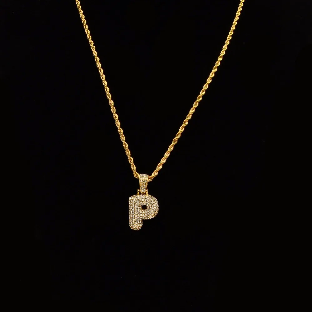 Сплав Bling Bubble Intial Let Iced Out горный хрусталь A-Z начальный кулон золотистый Серебристый с розой Подвеска золотого цвета кулон ожерелье