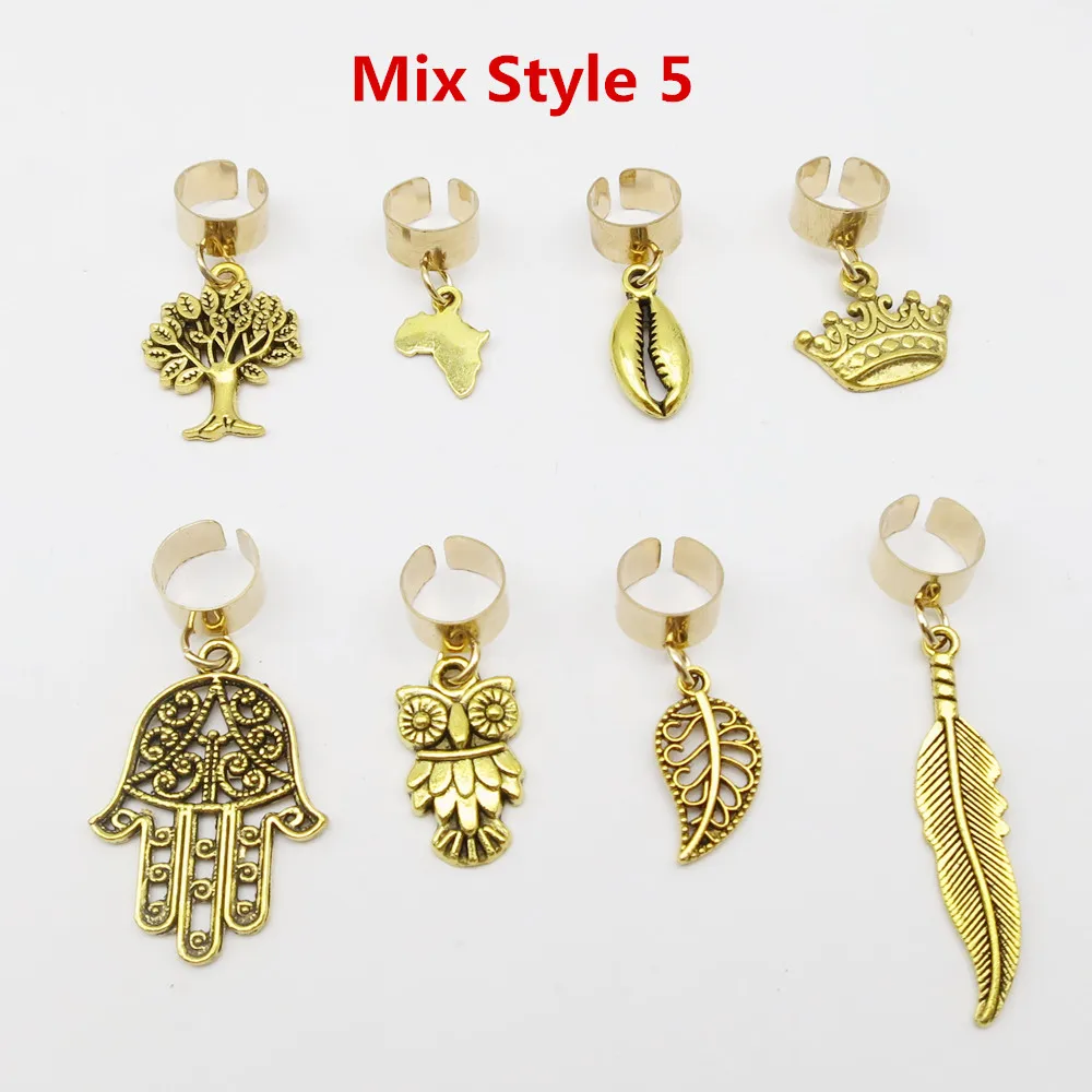 8 шт./упак. Золотая Регулируемая коса для волос dread dreadlock бусины клипсы браслеты