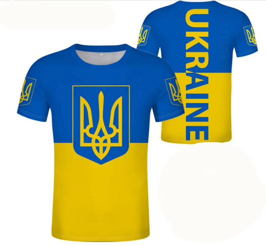 

UKRAINE t-shirt UKRAINE Flag and National Emblem T Shirt Fashion Short Sleeve Slim Comfortable Men's Women's Sports Tshirt