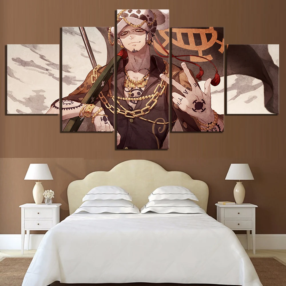 

5 Panel Trafalgar Law Cuadros Anime Canvas Posters Wall Art Pictures HD Prints Oil Paintings Home Decor Living Room Decoration