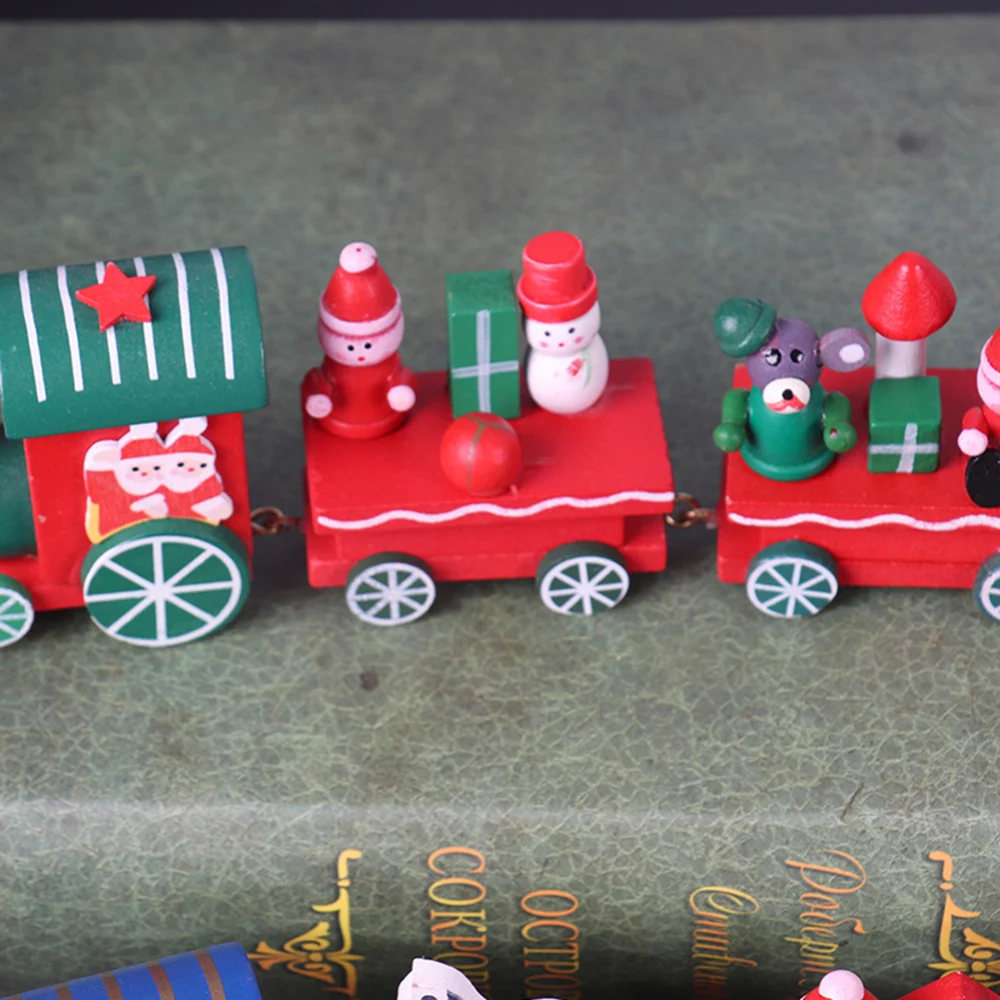 Мини рождественские деревянные игрушки поезд рождественский инновационный