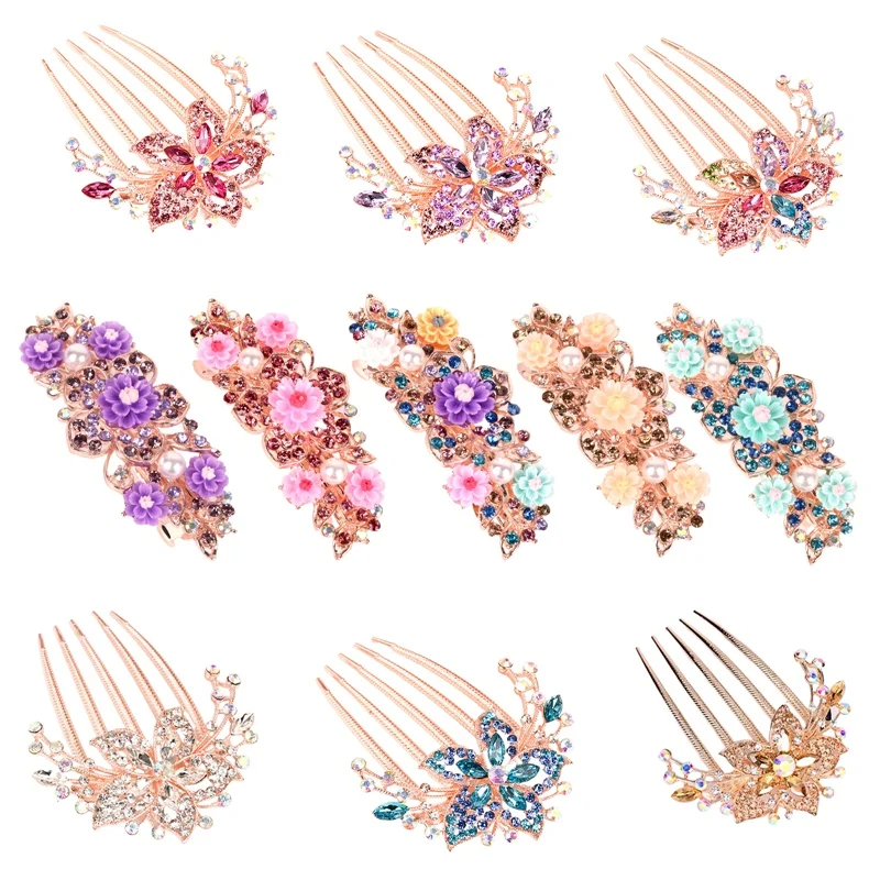 

1 PCS Alloy Diamond Hair Combs bSlide Metal Comb Clip Hairpins for Women Hair Accessories Gift