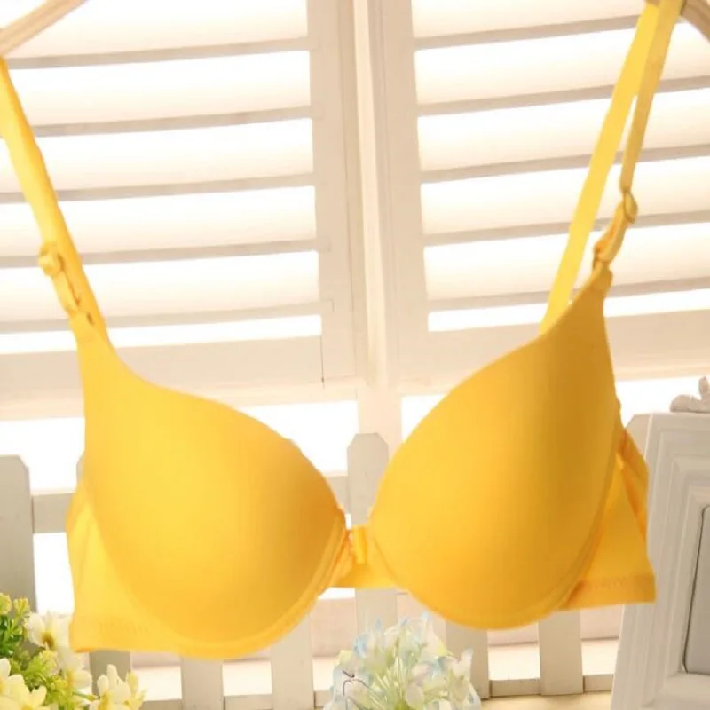 Модный бюстгальтер пуш ап с регулируемой пряжкой карамельных цветов гладкое