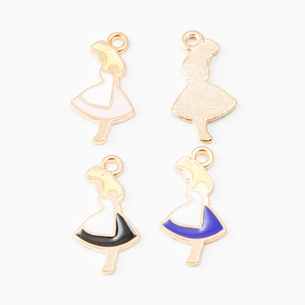 

4 шт./лот подвески для красивой девушки золотого цвета эмалевые Подвески ручной работы для изготовления ювелирных изделий своими руками акс...