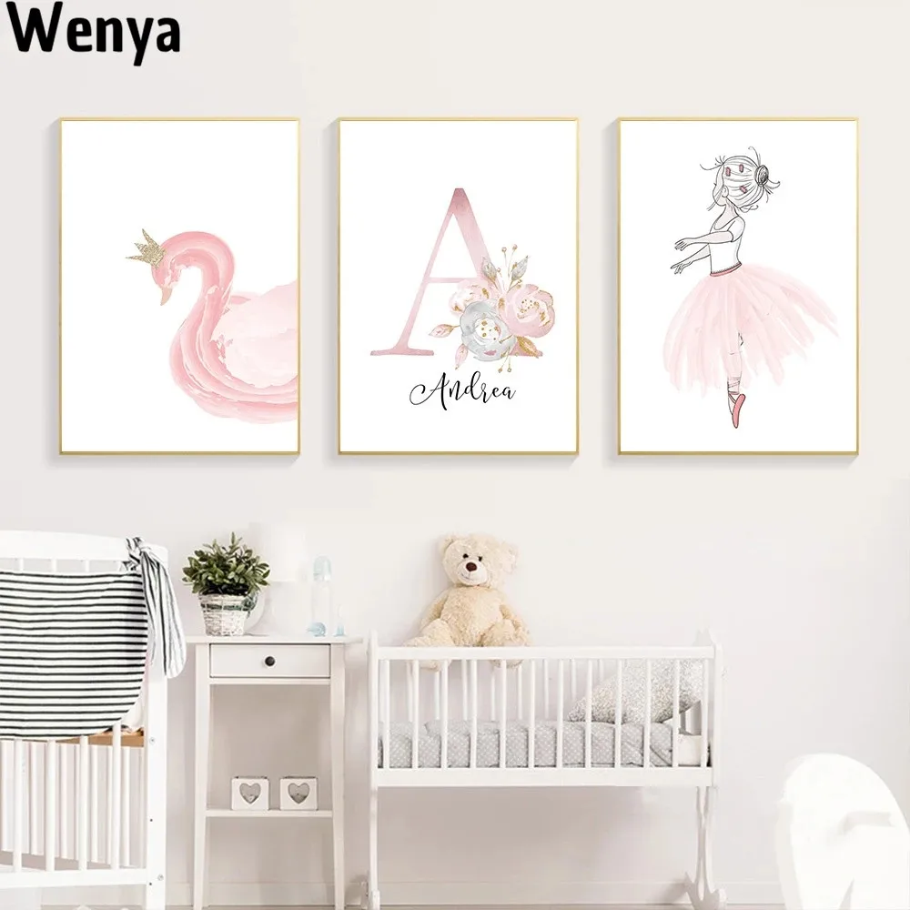 

Name Custom Posters And Prints Canvas Painting Kindergarten Picture Painting Nordic Wall Art Baby Bedroom Decoration Prints Wall