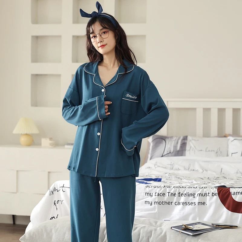 Новинка 2021 осенне-зимние хлопковые Пижамные комплекты для пар модная простая