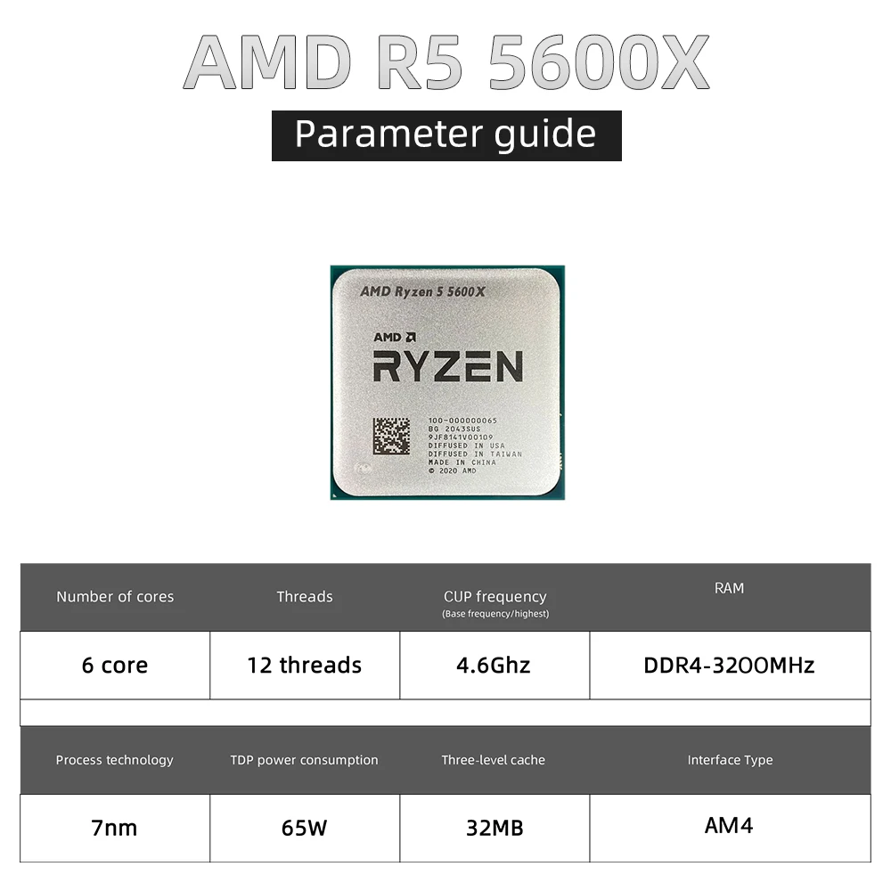 Новый процессор AMD Ryzen 5 5600X R5 для настольных ПК геймерский 3 7 ГГц 6-ядерный