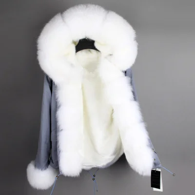 21 OFTBUY, парка, зимняя куртка для женщин, большой натуральный Лисий мех, воротник, теплая Толстая парка, верхняя одежда, зимнее пальто, женское меховое пальто - Цвет: 21
