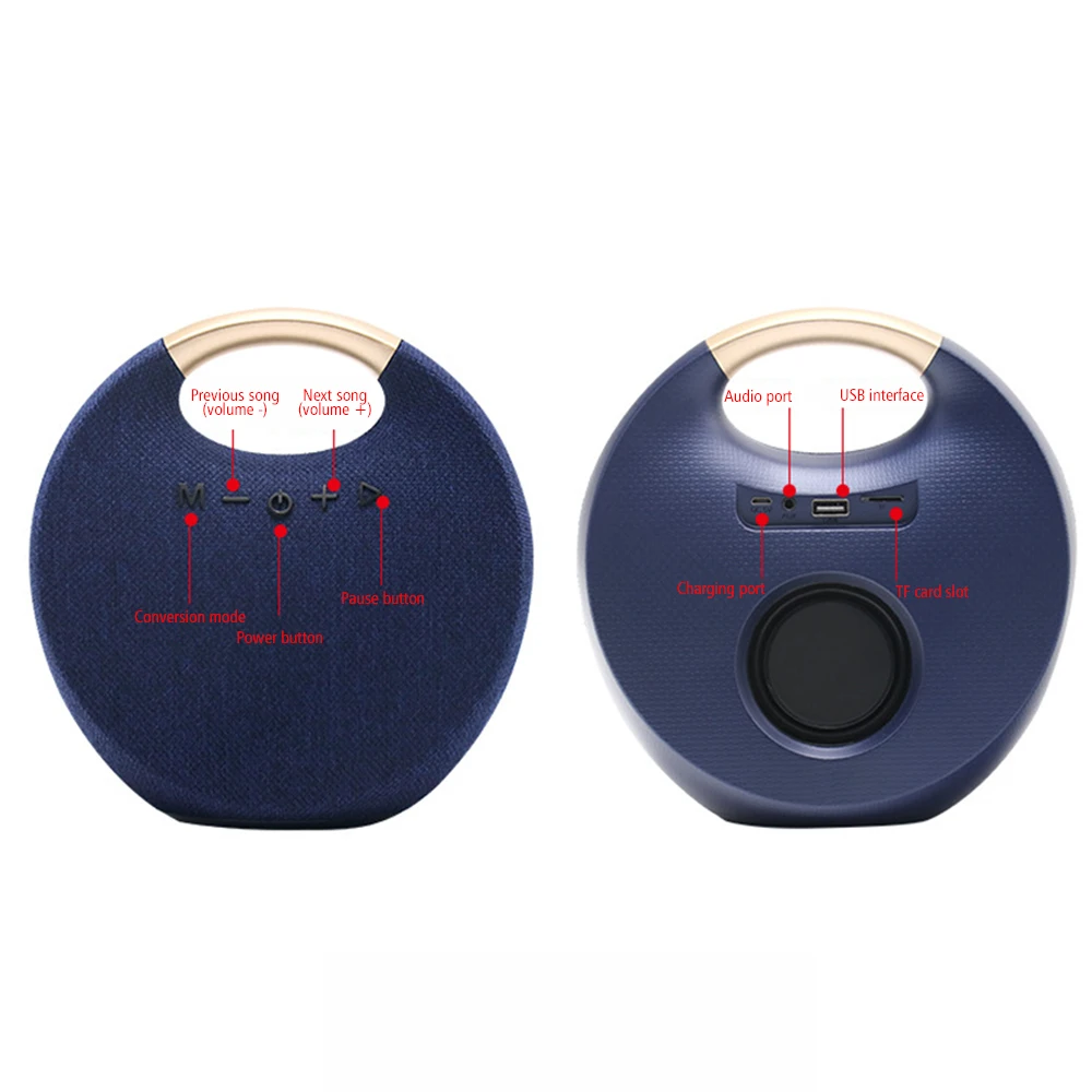 

!ACCEZZ Fabric Bluetooth Wireless Speaker Portable Bass Music Stereo Surround Support U Disk TF Cards Outdoor Loudspeaker Column