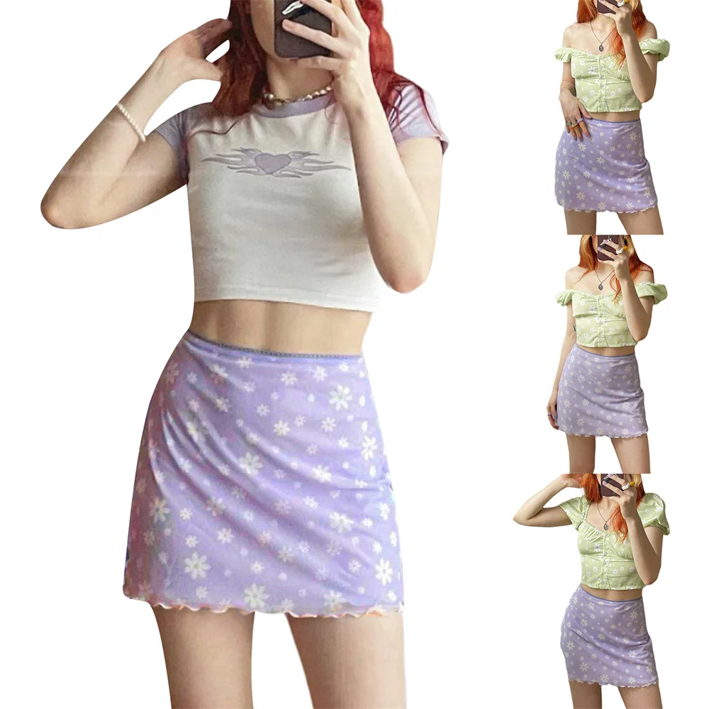 

Женская одежда, женская летняя темпераментная юбка с бюстом, необычная Короткая Повседневная юбка с цветочным принтом для девушек, 2021