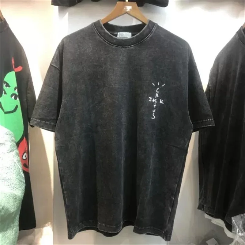 

Summer Men's And Women's Hip Hop Rap Washed Cotton High Quality 1:1 Travis Scott Loose Short Sleeve T-shirt M-XL