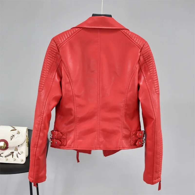 Fitaylor Женская Осенняя куртка из искусственной кожи с отложным воротником и