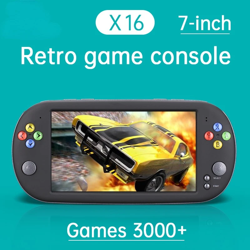 

Классическая игровая консоль в стиле ретро X16 7 дюймов, маленький электронный портативный плеер, подходит для игроков Neogeo Arcade