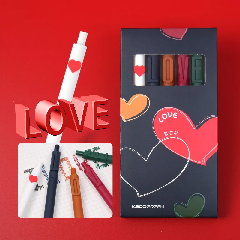 

"Love v2" 5pcs Pack Multicolor Ink Gel Pens Student Girlfriend Drawing Writing Pen Sign Beautiful Wedding Gift Pens 0.5mm