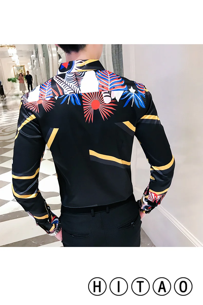 Модная полосатая рубашка с принтом для мужчин, Camiseta Masculina Manga Longa, длинный рукав, нижняя рубашка для мужчин, дизайнерские вечерние рубашки для ночного клуба