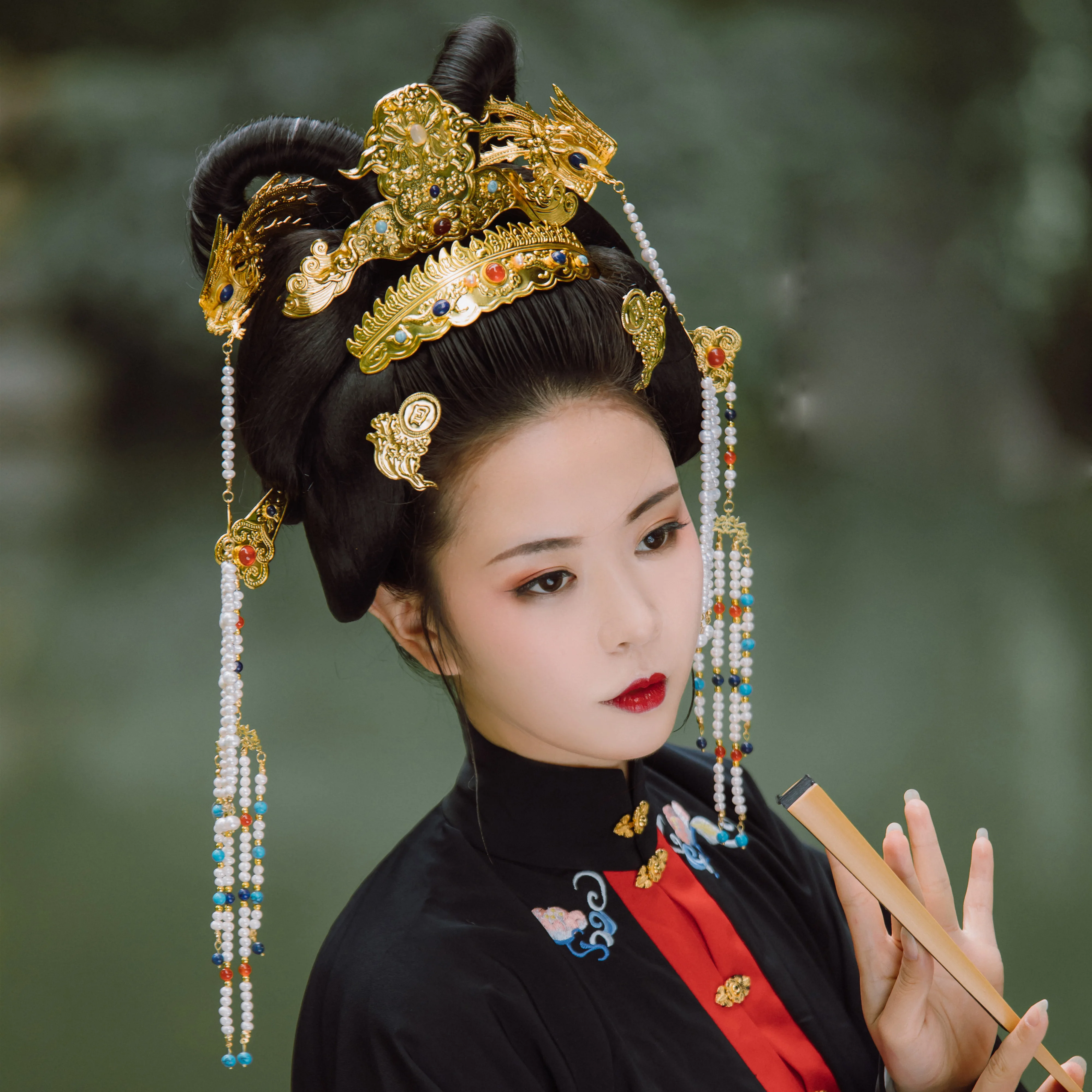 Su Mu Zhe LYZ Traditional Artwork Hanfu Hair Accessories Ming Style Hair Jewlery Hand Carved Hair Tiara for TV Play Exhibition