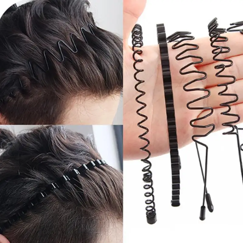 

New Fashion Black Metal Waved Style Sports Hairband Solid Color Men Women Unisex Hair Band Casual Adult Headwear 9 Models