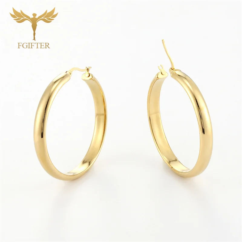 

Golden Wide Round Hoop-Earrings For Women 2022 Stainless Steel Ear Accessories Exaggerated Rock Geometric Earring Party Jewelry