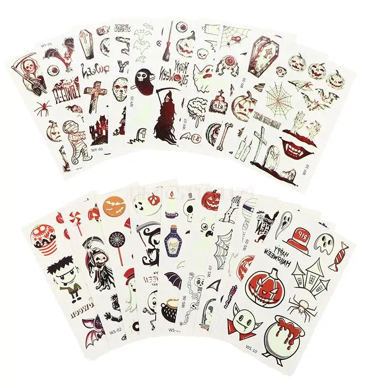 

10pcs Halloween Luminous Tattoo Face Temporary Color Child Cute Tattoo Diy Sticker