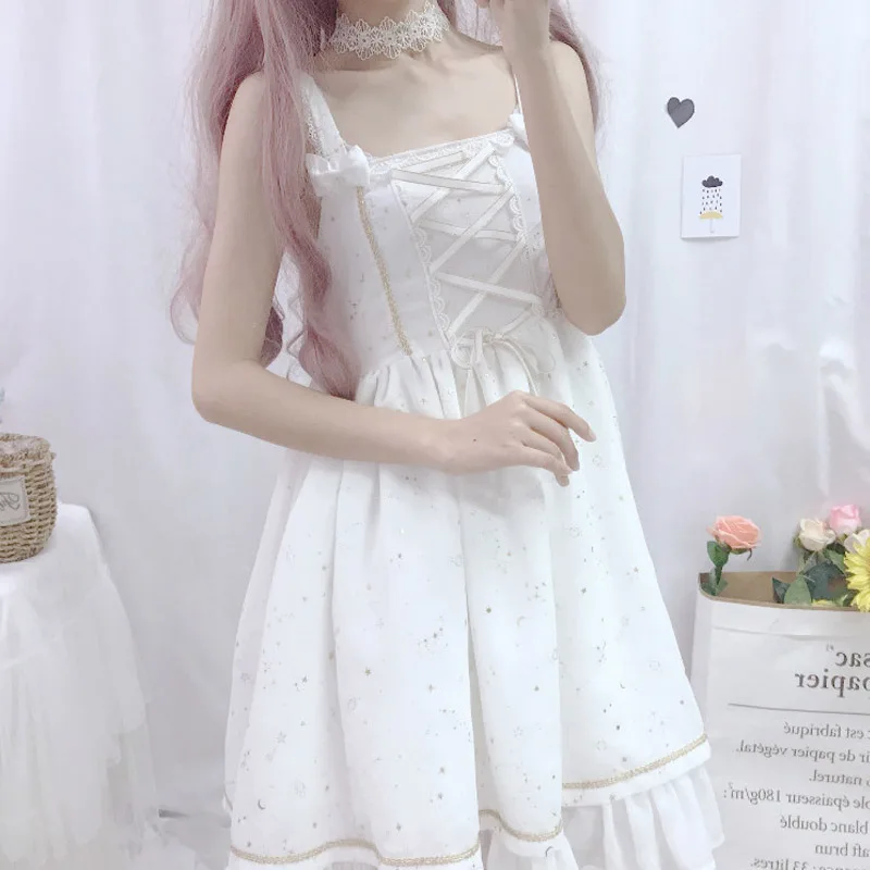 Женское шифоновое платье на бретельках милое с оборками шнуровке бронзового