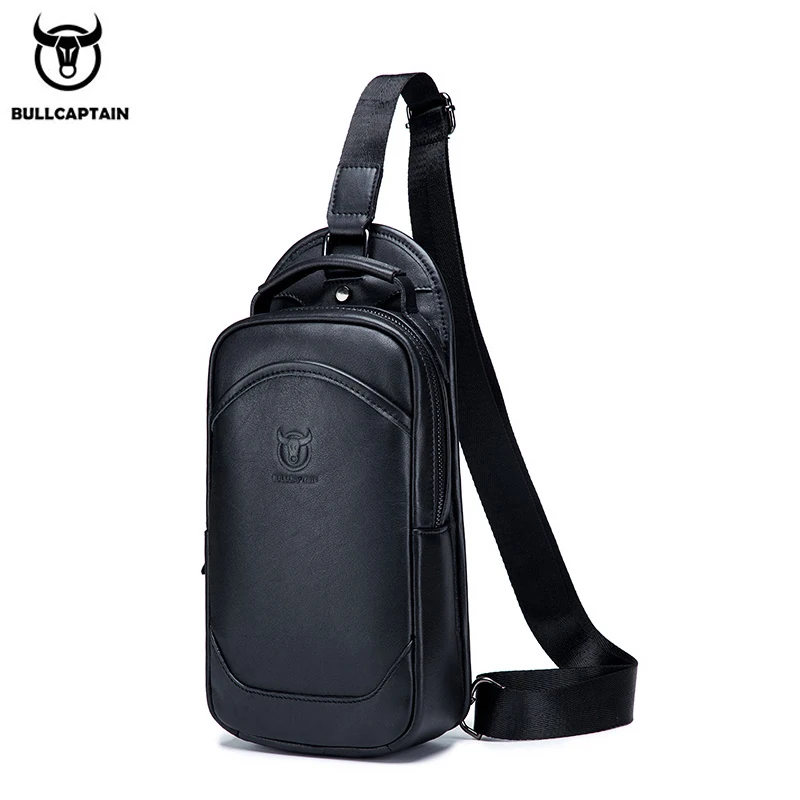 BULLCAPTAIN Men's Leather Handbag Casual Large-Capacity Leather Bag Business Travel One-Shoulder Messenger Bag