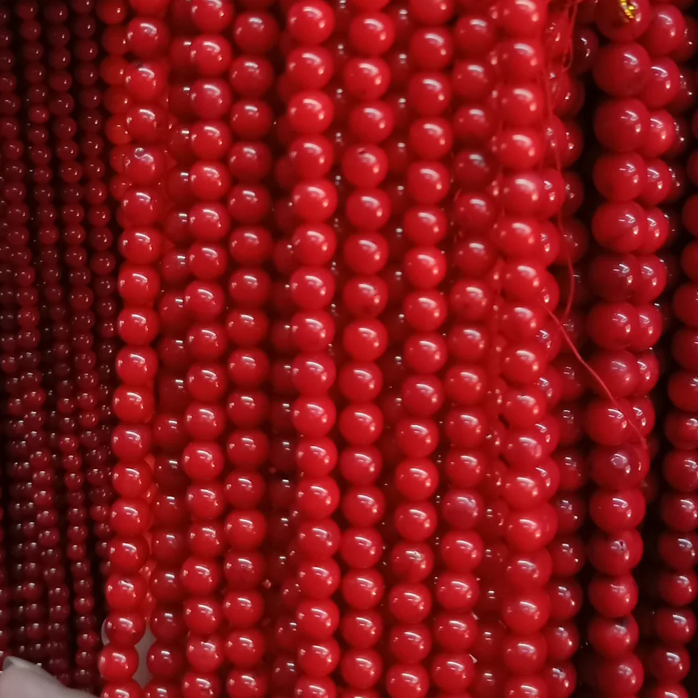 Бусины из натуральных материалов Синтетический Коралловый шар красные