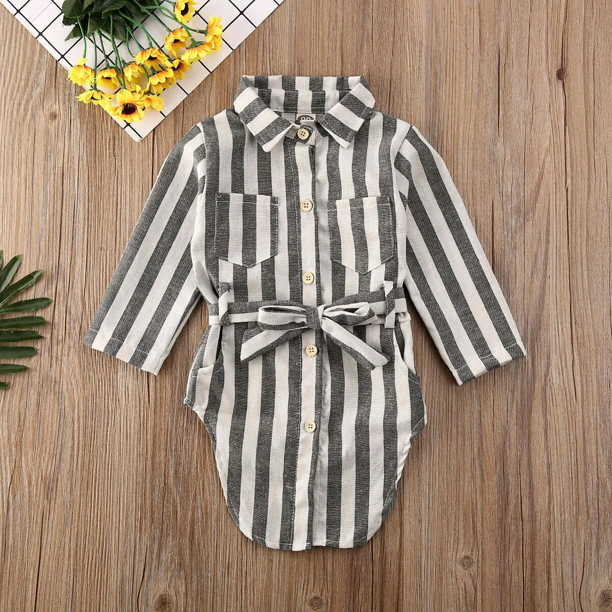 Детская Длинная блузка для маленьких девочек повседневные рубашки в полоску на