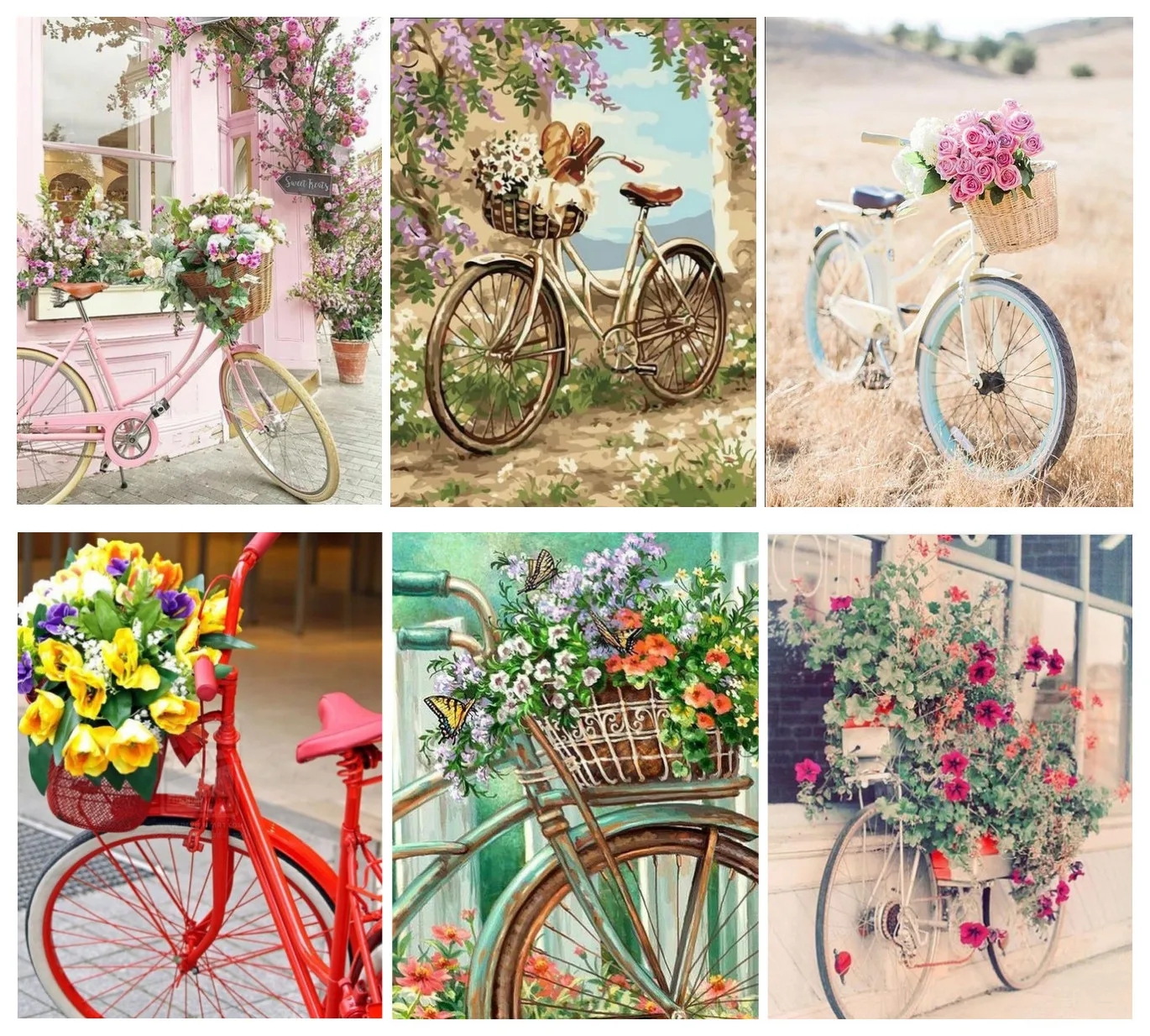 Алмазная живопись сделай сам цветок с велосипедом алмазная вышивка картина для