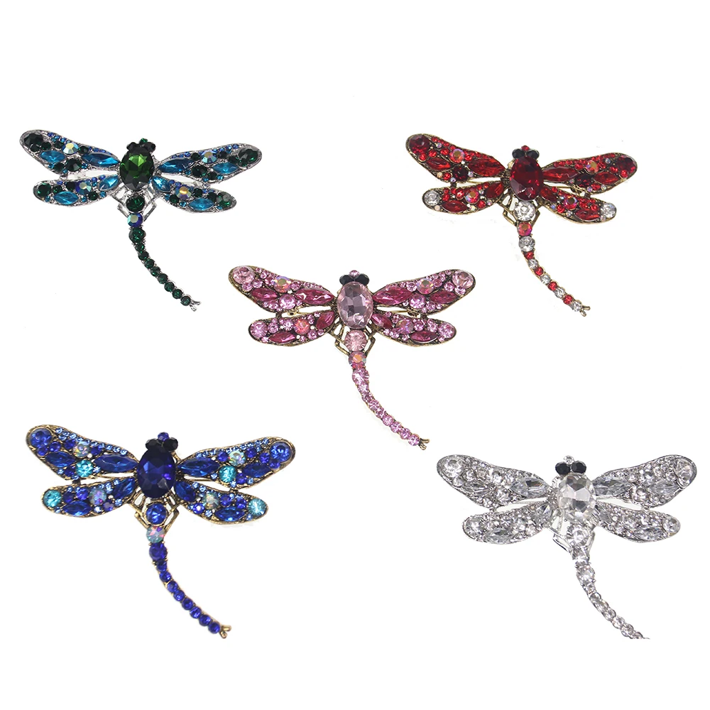 1 шт. зеленые синие красные Серебряные стразы с кристаллами красивая стрекоза
