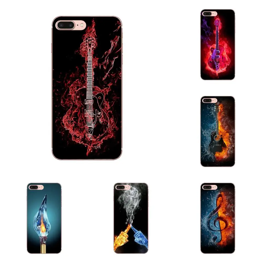 Прозрачный чехол из ТПУ для Samsung Galaxy J8 J7 pro 2018 2017 2016 2015 J6 J5 J4 J3 J2 prime J1 Fire And Ice Guitar Music