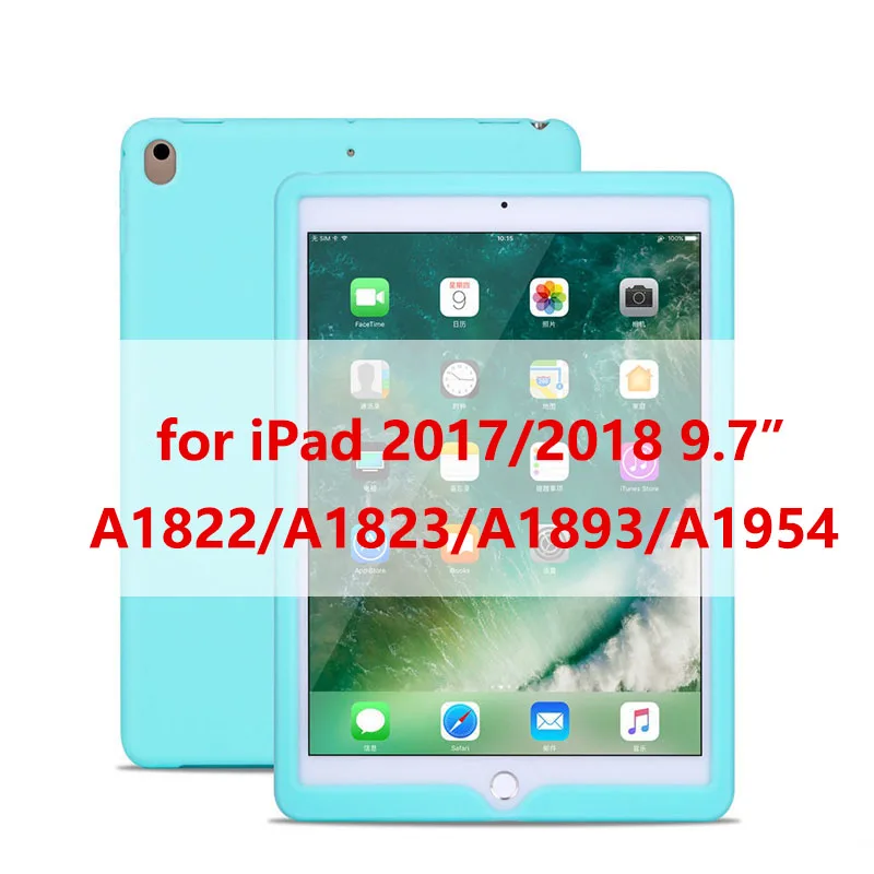 2017 2018 case m Tablet Silicone Case for iPad 9.7 Air 2 Case Soft Shockproof 360° Protection Back Shell Cover for iPad mini 2 3 4 Case - Цвет: 2017 2018 case m