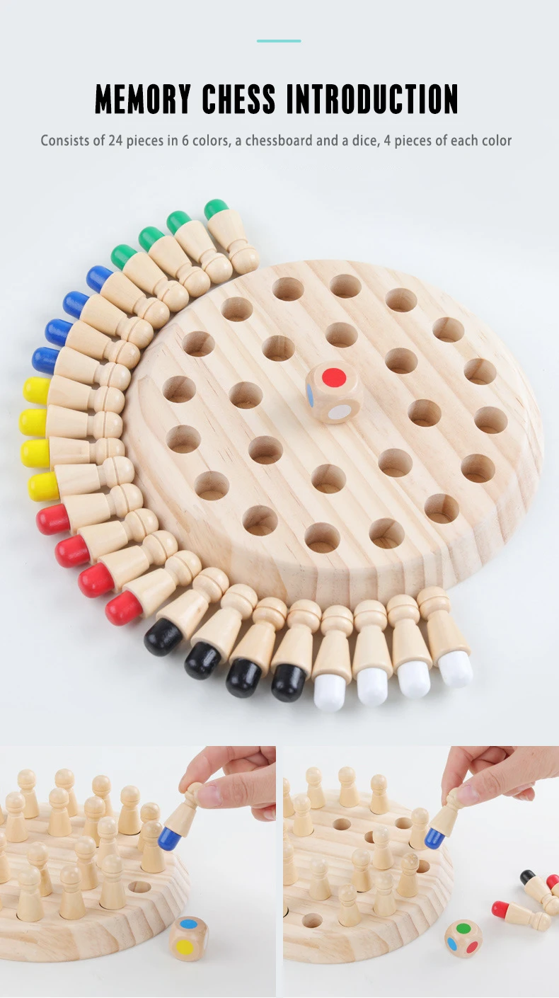 

Memory Match Stick Chess Game Kids Wooden Puzzle Toy Baby Educational Color Cognitive Ability Family Party Toy For Children Gift