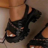 womens sandals increased thick bottom 2021 summer rhinestone chain luxury high heel womens large size casual sandals
