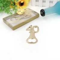 50pcs 40th design gold bottle openers in gift box wedding birthday souvenir party giveaways for guest drop shipping