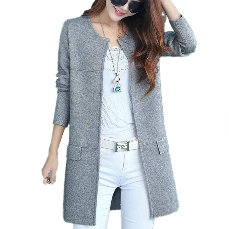 Женский длинный кардиган Свободный вязаный кашемировый свитер с длинным рукавом