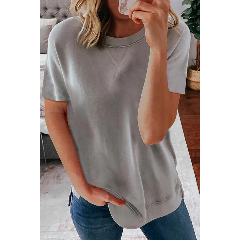 

Harajuku Plus Size Black Round Neck Short Sleeve Solid Color Tee Mujer Camisetas Woman Tshirts Roupas Femininas Oversized Tops