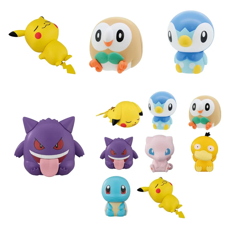 

8pcs/bag Anime Figure Takara Tomy Pokemon Pikachu Psyduck Bulbasaur Charmander Squirtle Piplup Gengar Eevee Anime Action Figures