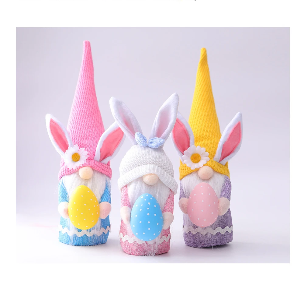

2021 Easter Rabbit Hug Egg Easter Doll Elf Green Pink Yellow Bunny Easter Gift Kids DIY Happy Easter Party Decor For Home Table